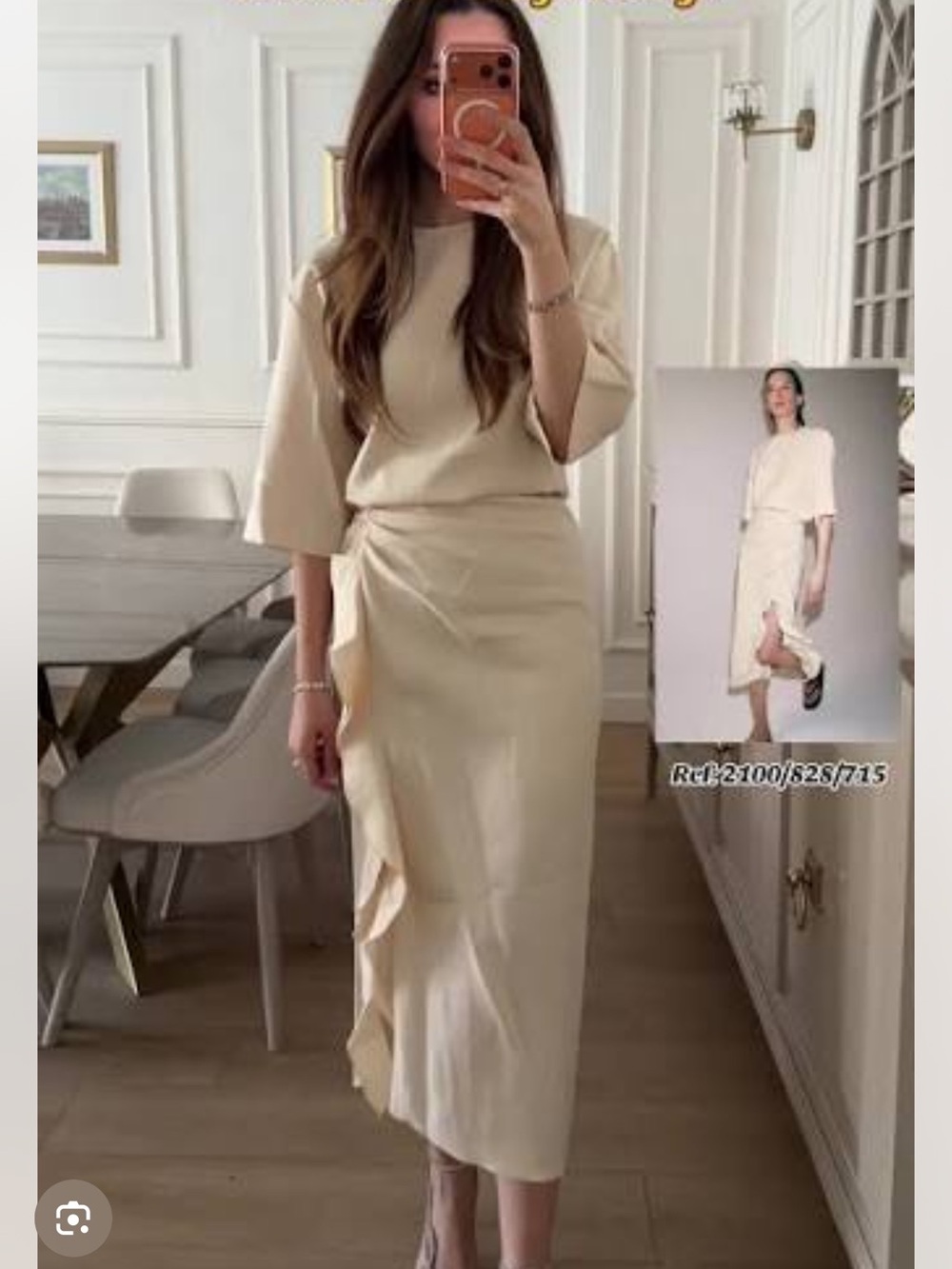 Zara Cream Ruffle-Front Midi Dress - Picture 5 of 11